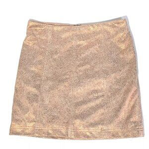 Free People Modern Femme Metallic Gold Suede Skirt Size 2 EUC